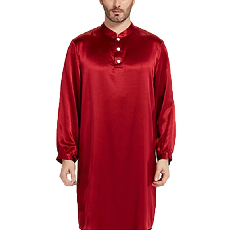 INCERUN шелковый атлас для мужчин халат пижамы длинный Lounge Ropa Arabe Kurtas костюмы Платье домашнее платье Masculina Исламская одежда