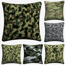 Patrón de camuflaje ejército pintado arte cojín decorativo de lino y algodón funda de almohada para silla sofá funda de almohada suave