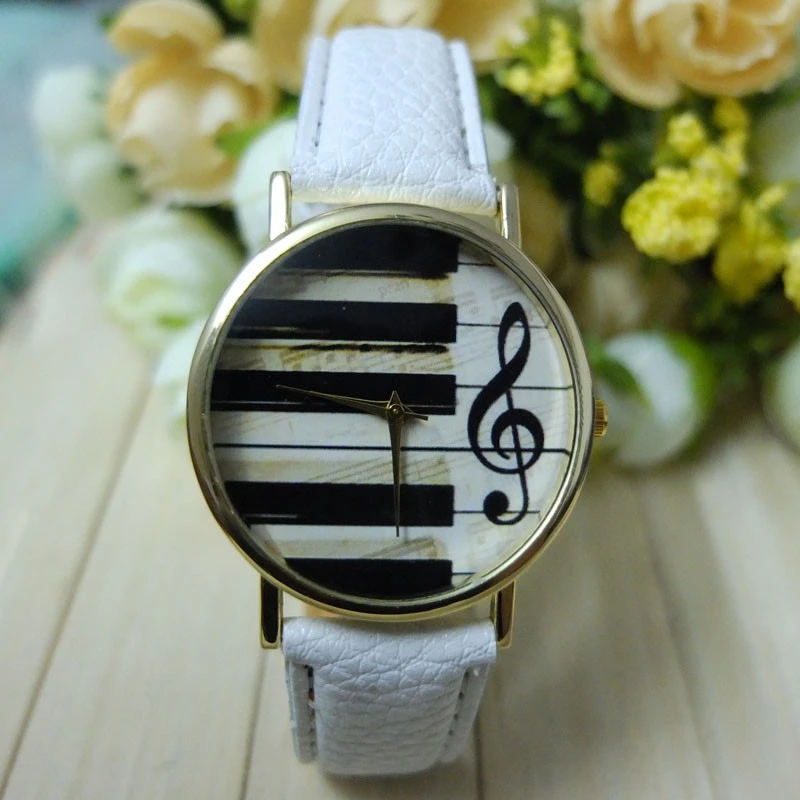 

2017 Watch Fashion Geneva High Quality Women Men Unisex Analog Quartz Piano Keyboard Musical Note Wristwatch Lady Dress Ornament