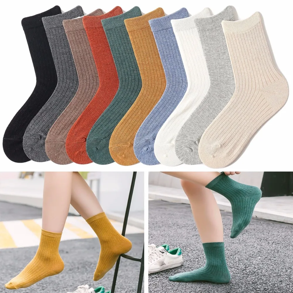 Women Solid Color Mid Socks Casual Comfortable Warm Ladies Long Ankle