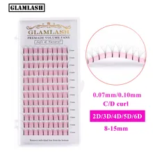 GLAMLASH 2D3D4D5D6D длинные Стволовые ресницы готовые русский объем вентиляторы норковые ресницы для наращивания макияж