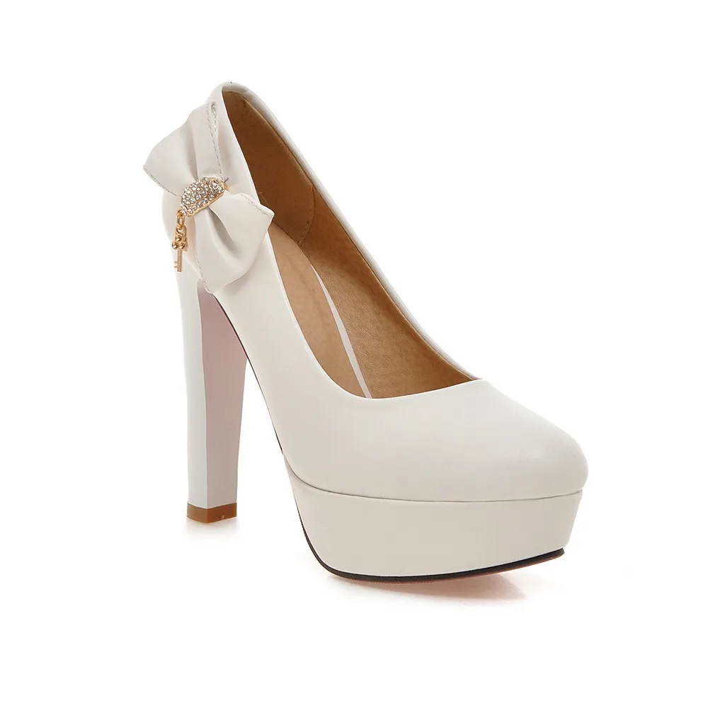 New 2018 Spring Sweet Women Pump Super High Thick Heel Candy Color Cute Bow Ladies Shoes large size 34-43 New 2018 Spring Sweet Women Pump Super High Thick Heel Candy Color Cute Bow Ladies Shoes large size 34-43