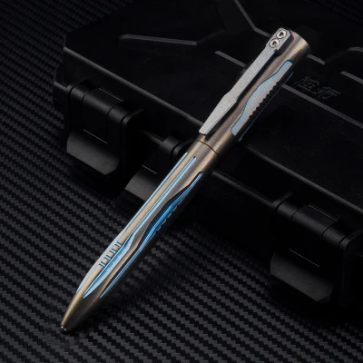 Титановая тактическая ручка из вольфрамовой стали для девочек, принадлежности для самообороны, инструмент для защиты, EDC - Цвет: Blue