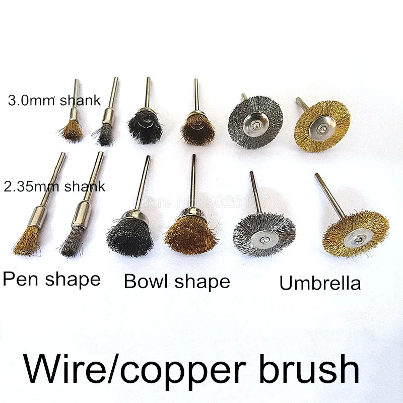 1Pcs Brass Stainless Steel Wire Mix Brush Carving Jade Grinder Buffing Drill Welding Cups Removal Polishing Rotary Power Tool