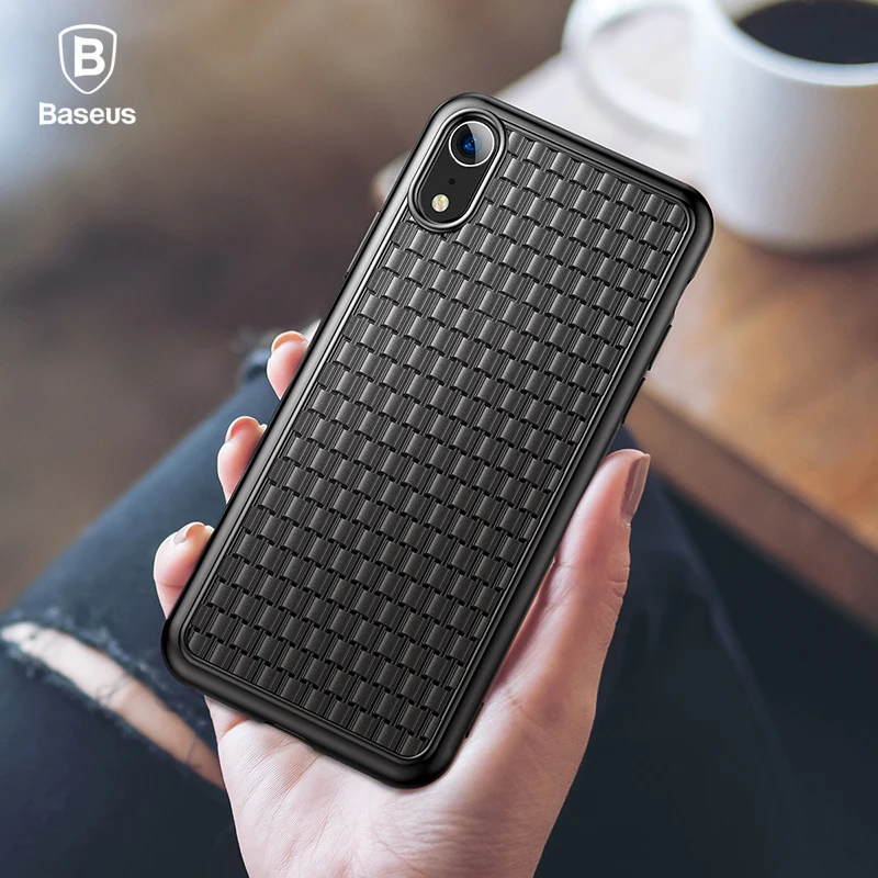 Baseus-Luxury-Weaving-Case-For-iPhone-Xs-Xs-Max-XR-2018-Elegant-Grid-Pattern-Soft-Silicone