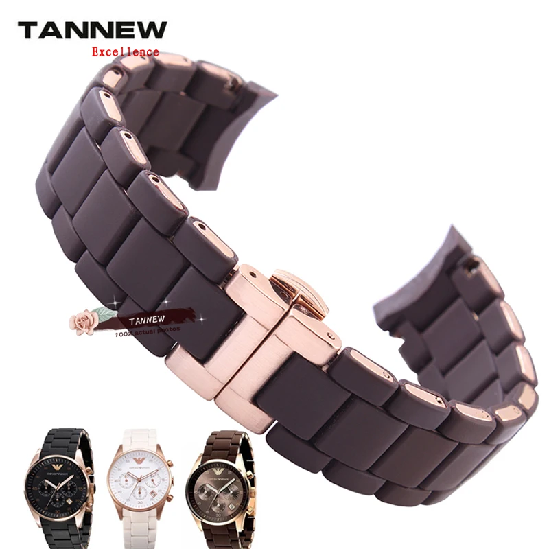

20MM23MM rubber strap clad stainless steel strap Butterfly buckle for ar5867 ar5859 ar5954 ar5858 ar5990