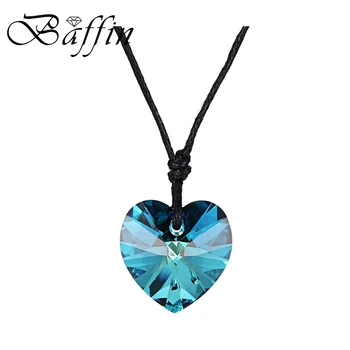 

7colors heart crystal pendant made with SWAROVSKI elements 6228 heart pendant with rope no clasp for Mother's Day gift
