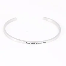 Stainless Steel Bar Bangle Terukir Tetap Tenang Naik Positif Kutipan Inspirasional Gelang Mantra Gelang untuk Pecinta Kuda(China)