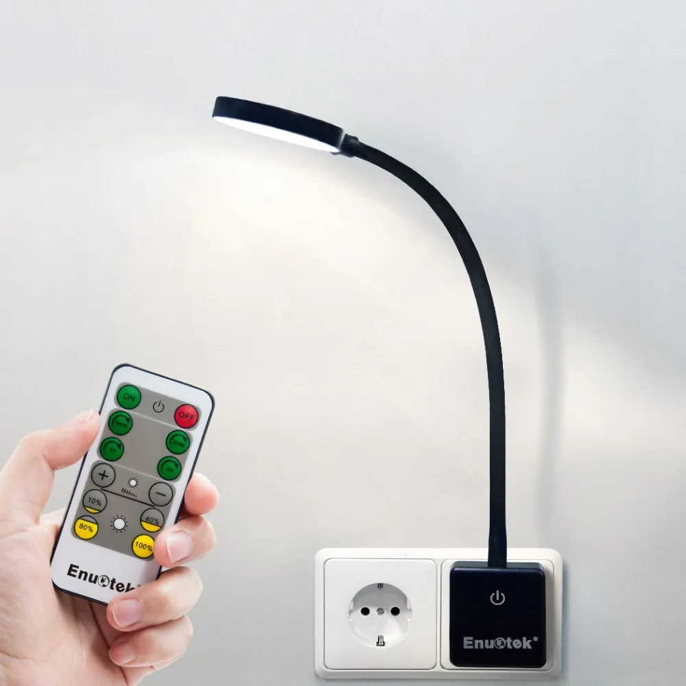 Plug In Remote Control Dimmable LED Wall Night Light Swing Arm LED
