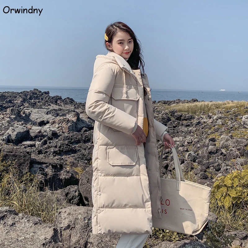 Orwindny/зимняя женская одежда, тонкая Длинная зимняя парка с капюшоном, Женская Большие размеры, S-3XL стеганая куртка, пуховое хлопковое Стеганое пальто