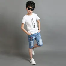 Новинка года, модные летние детские короткие штанишки для мальчиков с эластичной резинкой на талии, мягкие шорты для маленьких мальчиков милые хлопковые джинсовые шорты детская одежда