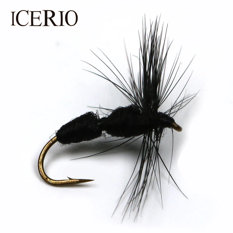ICERIO 8PCS #10 Ant Fly Black Butt Ants Trout Fly Fishing Lures