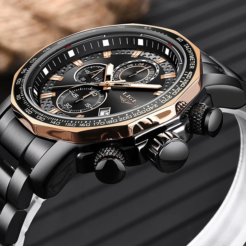 

2019 LIGE Mens Watches Luxury Waterproof Chronograph Military Sport Watch For Men Date Analogue Male Wrist Watches Relogio Clock