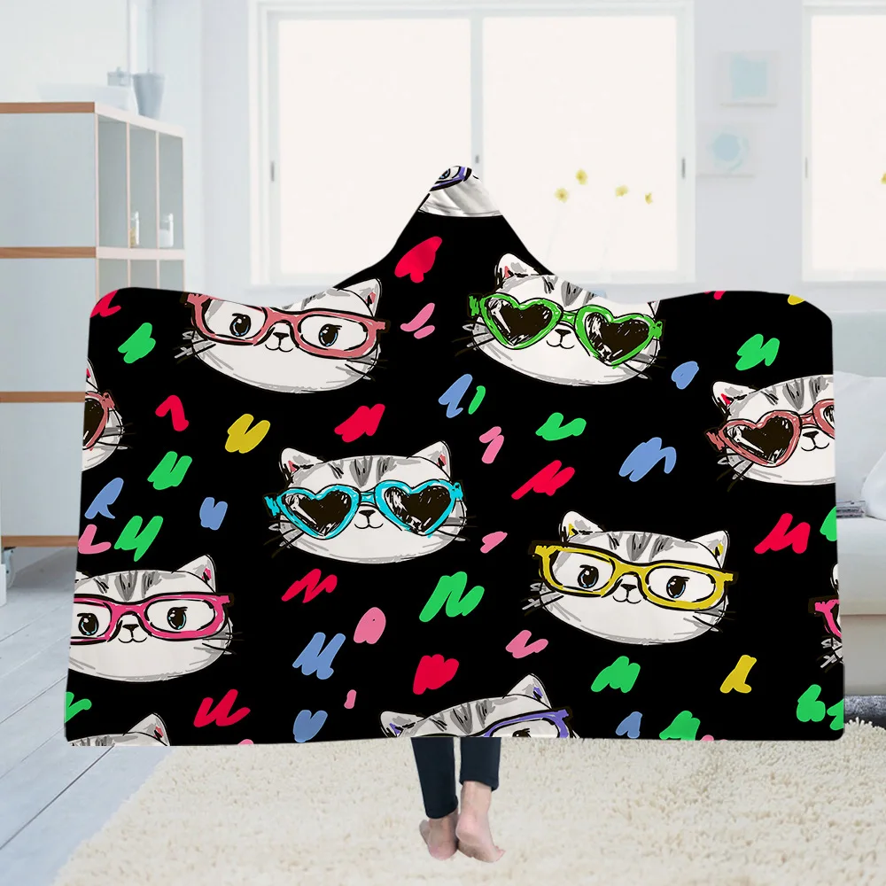 

Fashion Cute Cat Paw Wearable Fleece Soft Plush Plaid Manta For Adults Plush Hooded Blanket Poncho Manta Para Sofa Fleece Deken