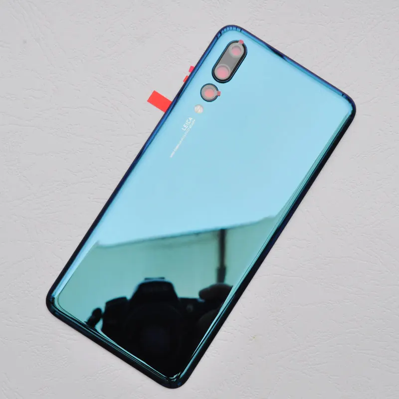 BINYEAE, 3D стеклянный чехол для батареи huawei P20 Pro, задний Чехол с объективом для камеры+ логотип+ клей - Цвет: blue