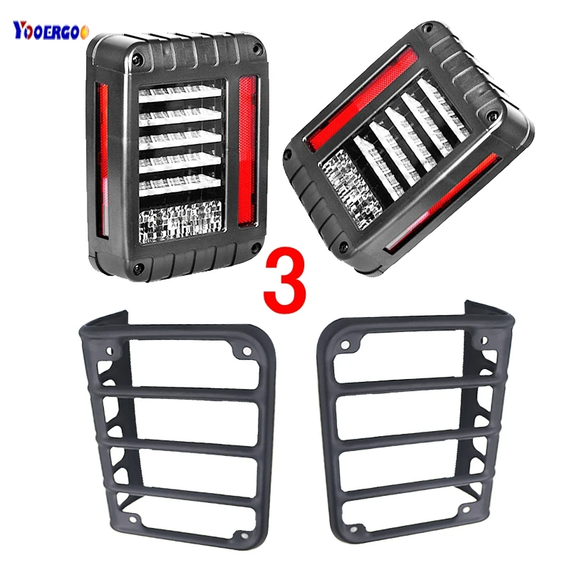 For Jeeps JK LED Rear Tail lights Brake turn signal Reverse Lamp and Chrome taillight Guards Covers for 07-16 Jeep Wrangler JK For Jeeps JK LED Rear Tail lights Brake turn signal Reverse Lamp and Chrome taillight Guards Covers for 07-16 Jeep Wrangler JK