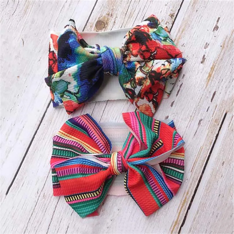 Printed Baby Girl Headbands Turban Bows Elastic Newborn Headbands Hair Bands For Baby Girls Kids Haarband Hair Accessories