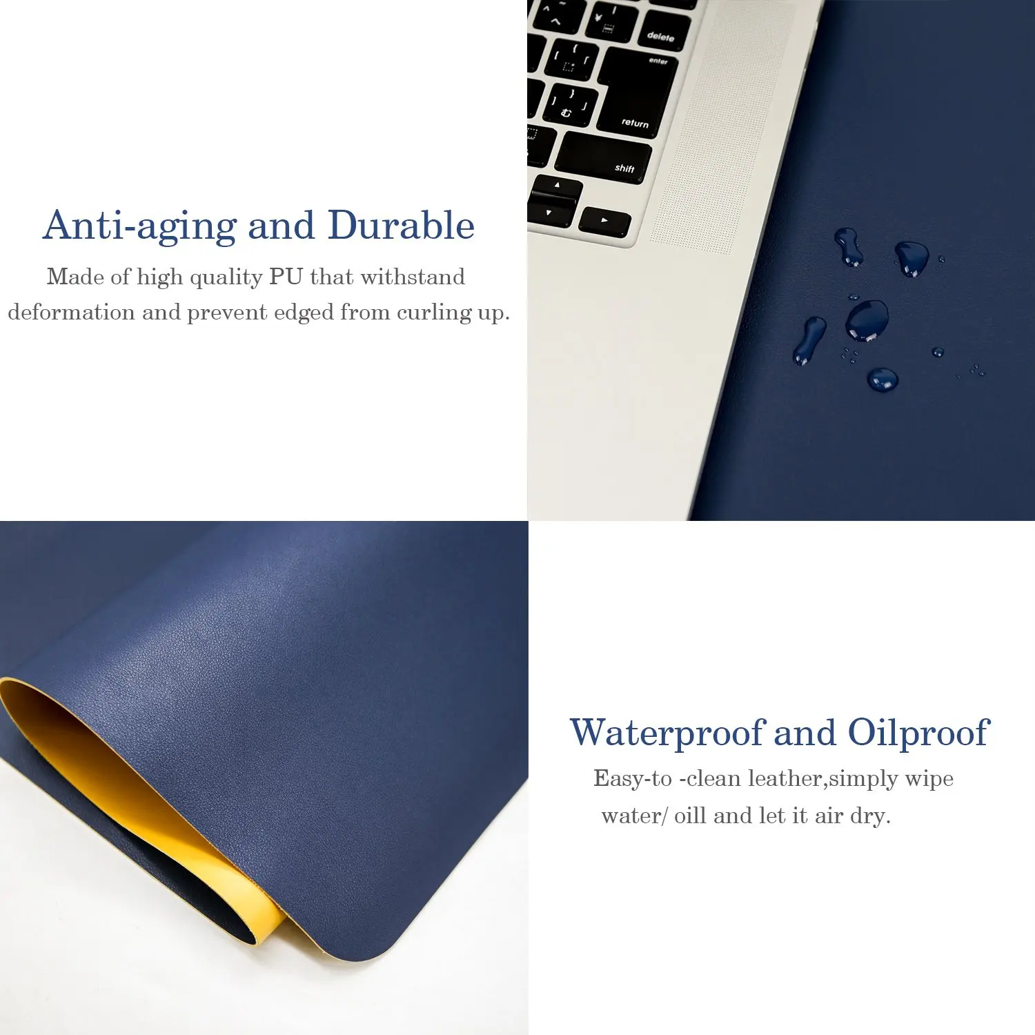 Multifunctional Office Desk Pad, 40*80cm Ultra Thin Waterproof PU Leather Mouse Pad, Dual Use Desk Writing Mat for Office/Home