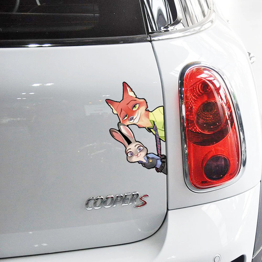 

Aliauto Car-styling Zootopia Judy Bunny And Nick Fox Funny Car Sticker And Decal Accessories For Ford Focus 2 Fiesta Opel Golf
