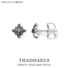 Серьги-гвоздики марказит черная звезда, Томас Стиль Glam мода хорошее украшение для женщин, Ts подарок в 925 пробы серебро