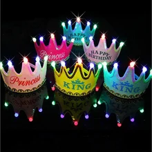 Дети День рождения Led корона шляпа игрушки Король принцесса вечерние торт фото игрушки