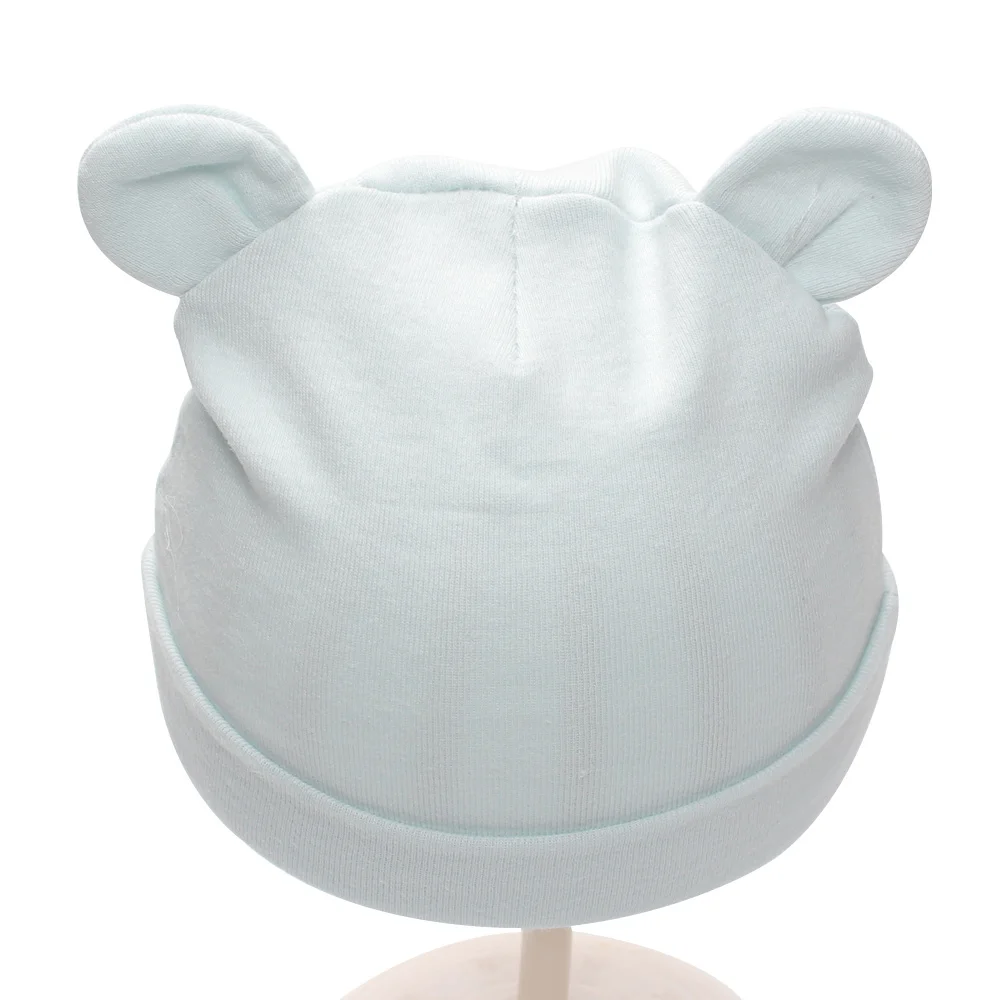 Solid Newborn Tire Caps Cotton Girls Boys Hats Bow Newborn Beanies 2017 Boy Sun Hat With Ear Spring Summer Baby Girl Tire Hats (4)