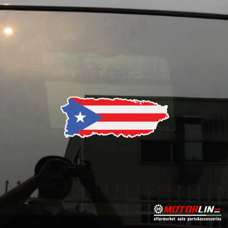 

Flag Map of Puerto Rico PR Decal Sticker Car Vinyl reflective glossy 4'' 10'' pick size high quality