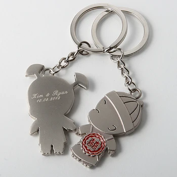 

100Pcs=50Sets Personalized Wedding Present Gift For Guests,Customized Engagement Party Favor,Bride Groom Keychain With Name Date