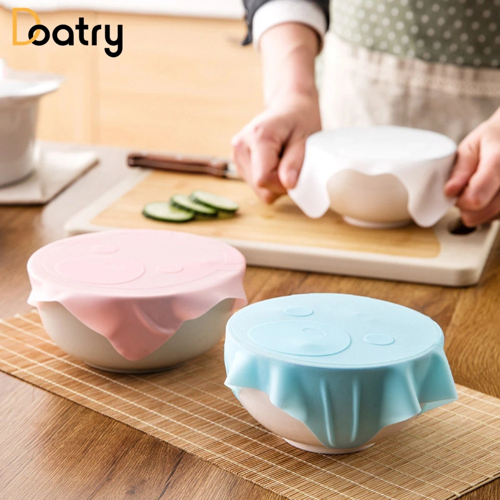 Doatry 1PCS Food Reusable Silicone Food Saran Wrap Transparent Sealed