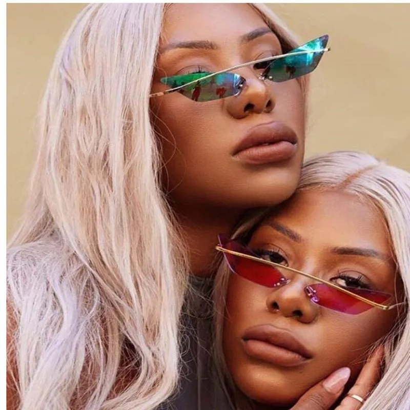 

KAPELUS Small Frame Triangular Glasses Metal Sun Men's Silver Cat Eye Sunglasses