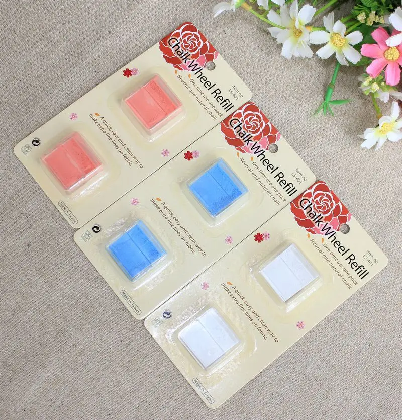 

Free shipping Sewing Parts, Triangl Chalk Wheel Spares ,tailor's chalk, Red / White / Blue,3 pieces/lot,( high quality)