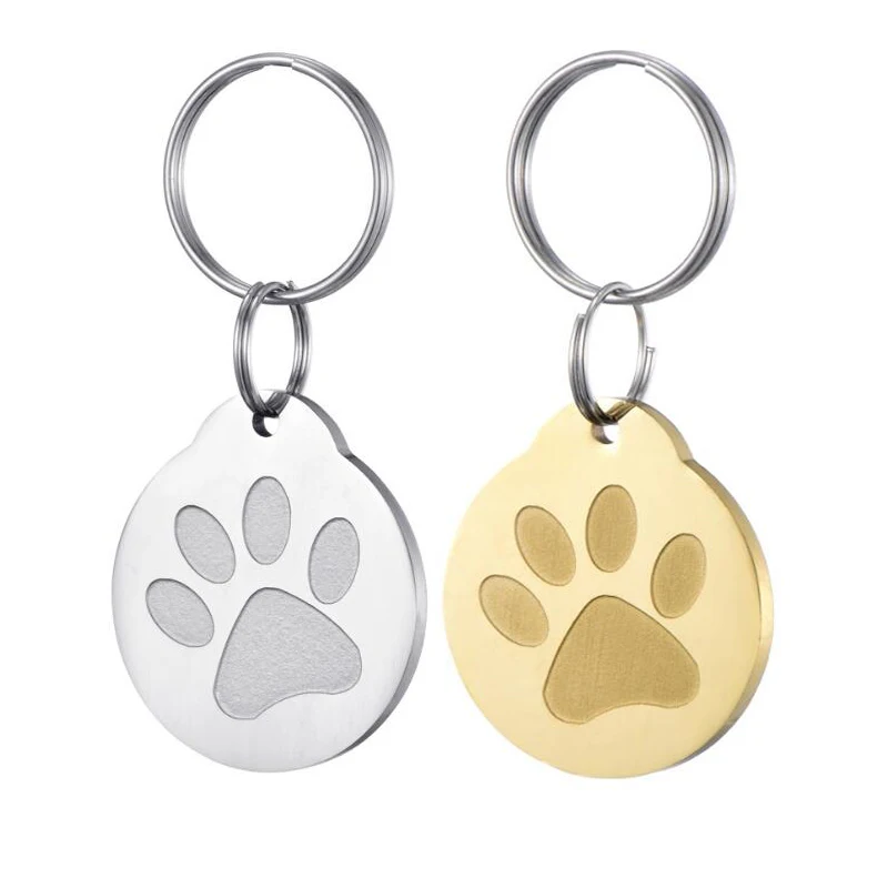 

Dog id tags personalized engraved stainless steel Paw Print Round Pet ID Tags - Dog and Cat ID Tags.