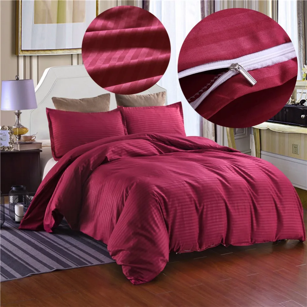 Комплект одежды из 3 предметов сплошной цвет пододеяльник и наволочки в полоску, набор постельного белья для гостиниц Twin queen комплект для двуспальной кровати Стёганое одеяло крышка Комплект Высокое качество дома