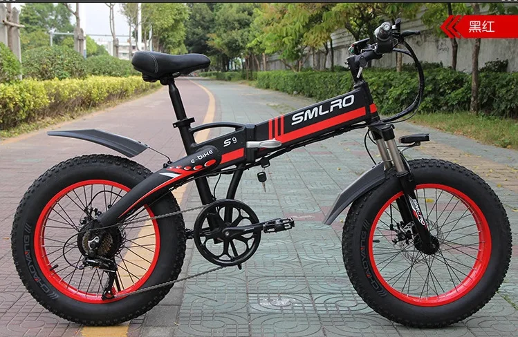 Cheap Can be customized smlro 36v 10AH 350W Sandy Beach Mountain Snowfield Double Disc Brake folding Electric bike Bicycle ebike 1