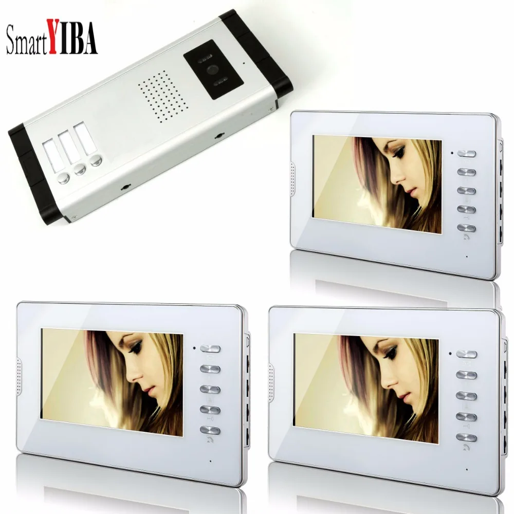 SmartYIBA 7 Inches Color Wired Video Doorbell Door Chime,Rainproof Door Phone For 3 Units Villa Apartment Intercom SmartYIBA 7 Inches Color Wired Video Doorbell Door Chime,Rainproof Door Phone For 3 Units Villa Apartment Intercom
