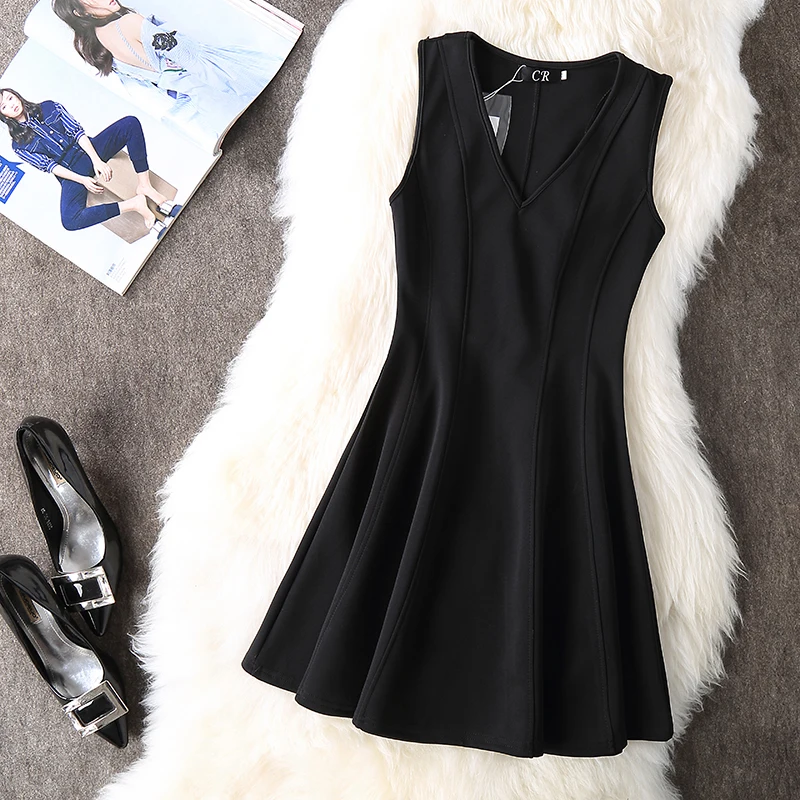 

4XL! 2022 Spring Sleeveless Ladies women fashion v-neck a-line slim Party Dress