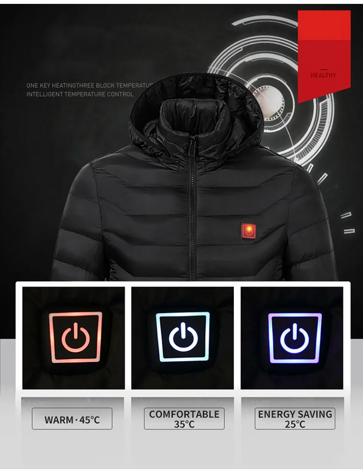 USB Smart Charging Heating Jacket Winter Thermal Clothing Body Heating Warm Thermostatic Clothes (Power bank not included) (5)