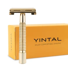 Мужская бритва для бритья, Классическая безопасная бритва, латунная ручка, Хромированная ручка, ручная бритва с бабочкой, двухсторонняя бритва