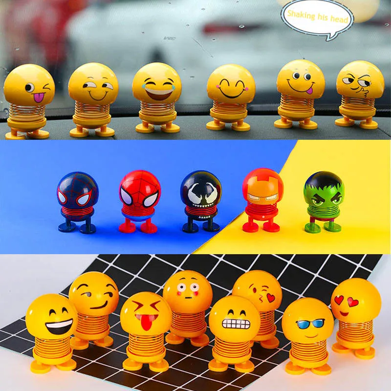 

Bobblehead Nod Shaking Head Toys Car Ornaments Dolls Marvel Avengers Emoji Wobble Head Robot Car decoration for Audi