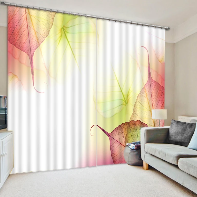 

Customized size Luxury Blackout 3D Window Curtains For Living Room leaf curtains Blackout curtain
