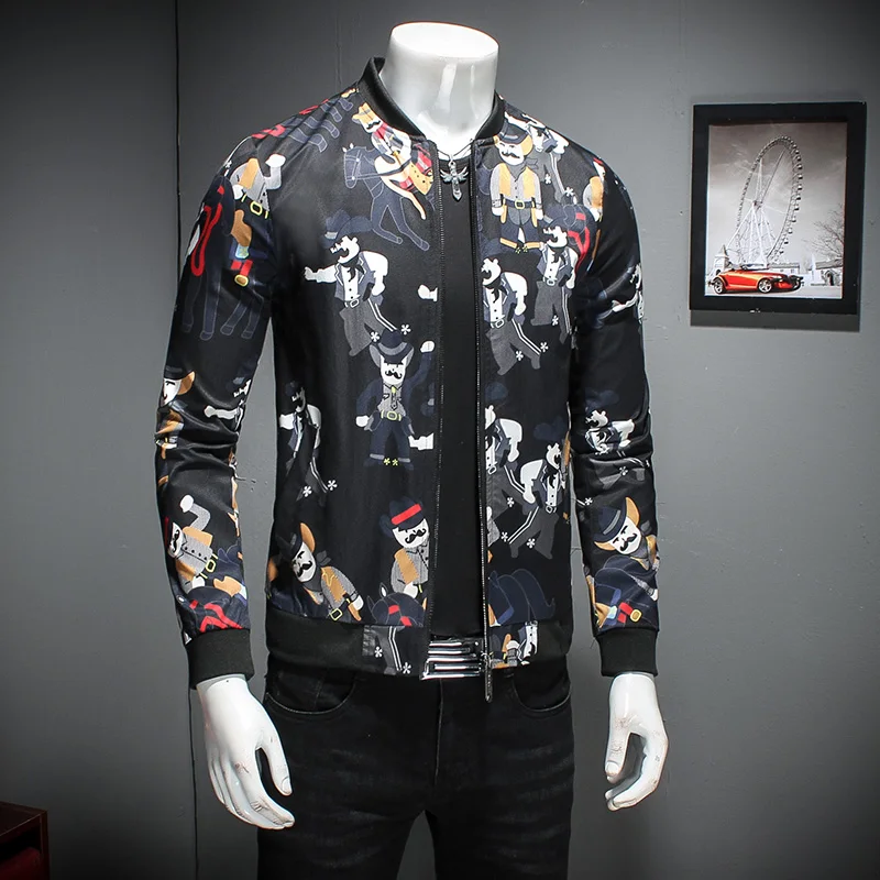 De m Slim Homme Floral Taille Impression Haute Manteau 5xl The Veste Mode vent As Qualité Casual Show Coréenne Coupe Bomber Photo Belle Plus Hommes Fit La deCWQrxBo