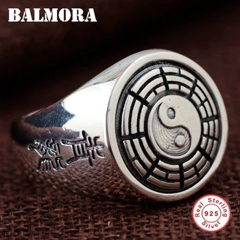 

BALMORA 100% Real 925 Sterling Silver Rotated Rings for Men Gift Thai Silver Ring Vintage Fashion Male Jewelry Anillos SY22108