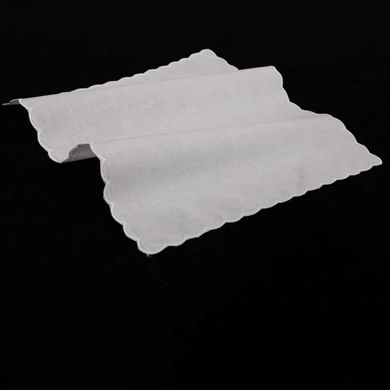 12 PCS Factory outlet A DOZEN ms scallop edge printing 100/%cotton handkerchief