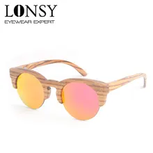 2017 Fashion Handmade Wooden Half Frame Wooden sunglasses Men Brand Retro Vintage Coating Bamboo Sun Glasses For Women LS3032