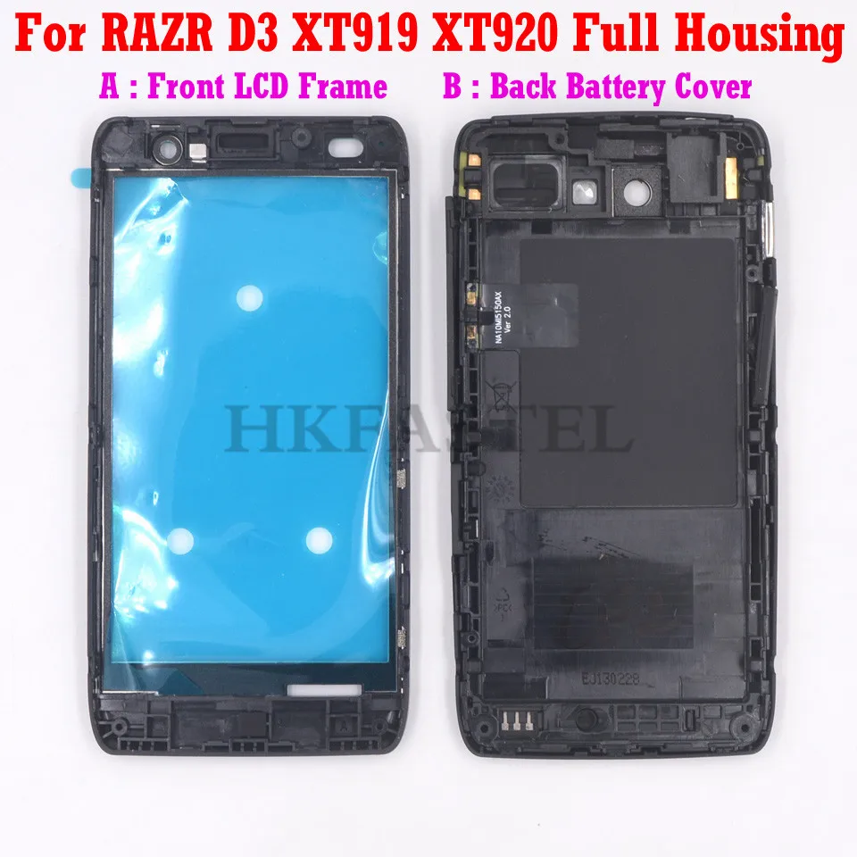 

HKFASTEL For RAZR XT919 XT920 Housing For Motorola D3 XT919 XT920 Front LCD Display Frame back battery door cover