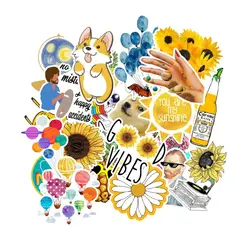 53 шт., летняя светло-желтая наклейка из ПВХ для девочек, декор из игрушек для автомобиля, ноутбука, телефона, багажника, гитары, мотоцикла