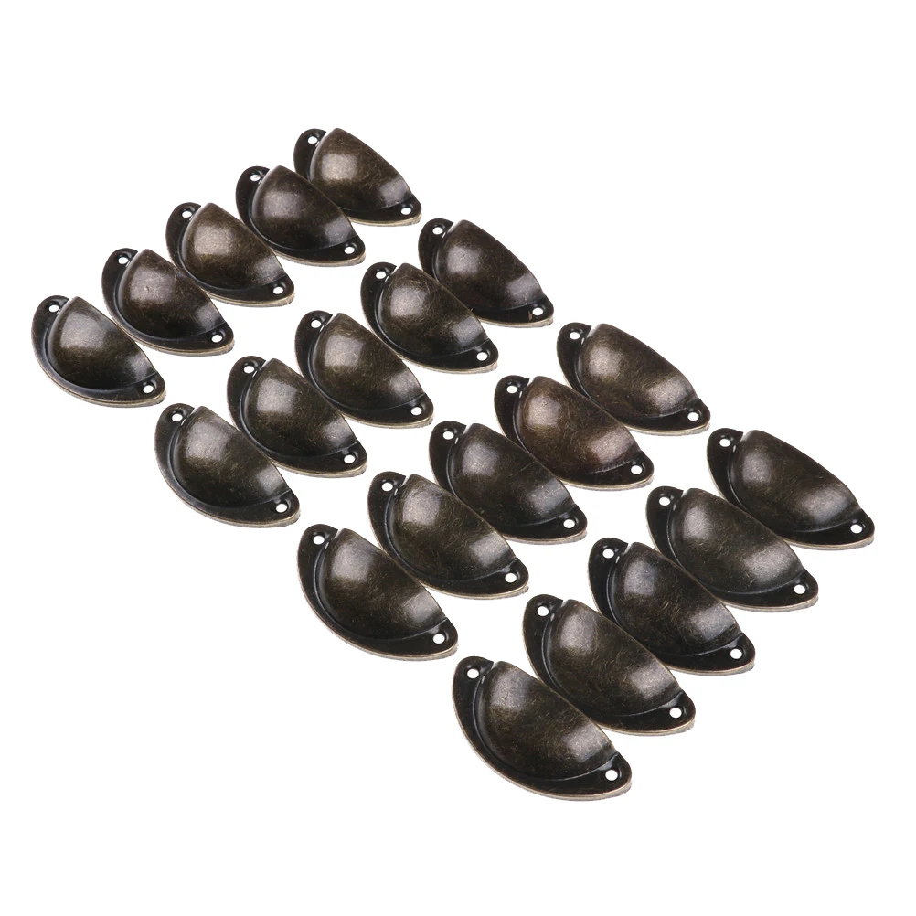 20PCS Retro Metal Furniture Knobs Hardware Cupboard Antique Brass Shell Pull Handles Kitchen