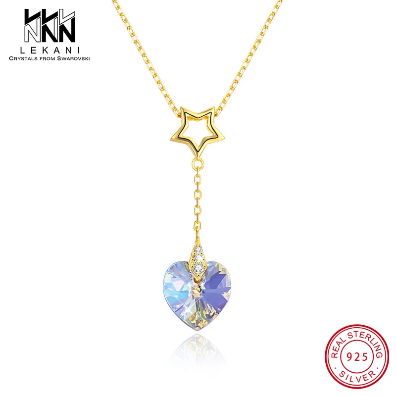 Женское ожерелье с подвеской в форме сердца кристаллами Swarovski из стерлингового