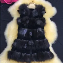 Silver Fox Fur Vest Genuine Leather Coat Natural Real Waistcoats Jackets for Women Colete De Pele