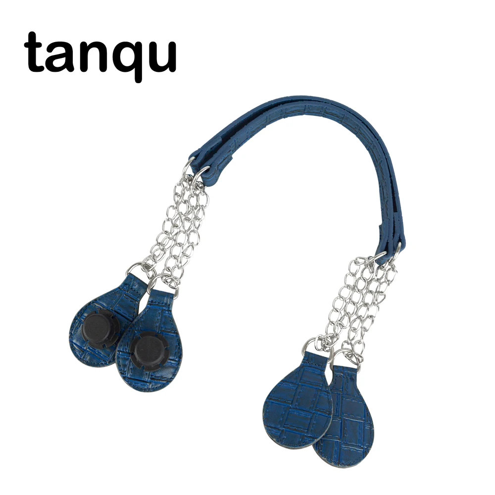 tanqu 1 pair Embossed PU Weave Pattern Patchwork Chain Handle drop end Double Metal Chain for O Bag for EVA Obag Women Bag tanqu 1 pair Embossed PU Weave Pattern Patchwork Chain Handle drop end Double Metal Chain for O Bag for EVA Obag Women Bag